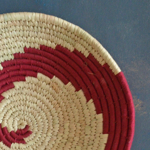 Maroon Abstract Sabai Seagrass Handwoven Grass Basket-Sabai baskets-House of Ekam