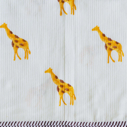 White Giraffe Blockprint Bath Hand Face Cotton Waffle Towel for Men Women House of Ekam