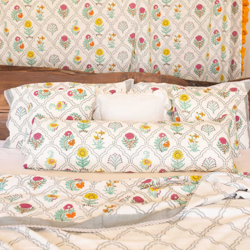 Mihrab Multicolor Buti Double Bed Dohar-Quilt sets-House of Ekam