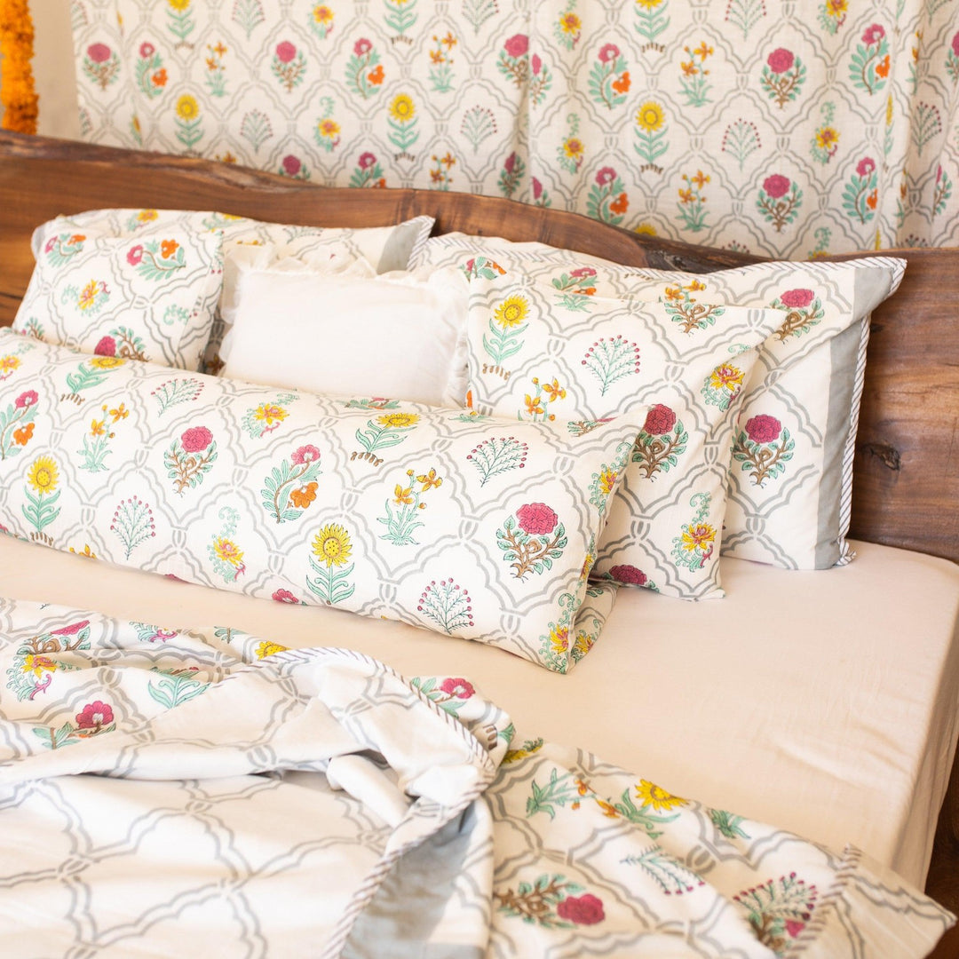 Mihrab Multicolor Buti Double Bed Dohar-Quilt sets-House of Ekam