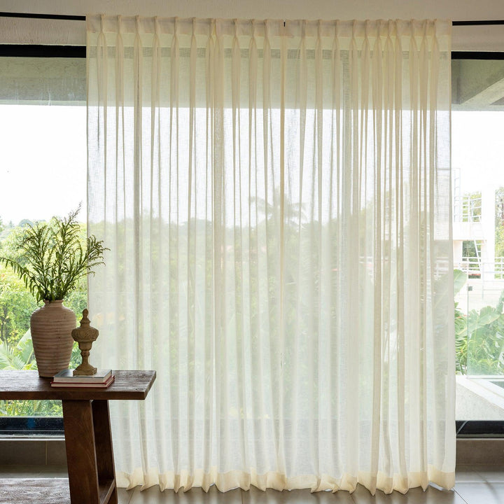 Milk White Poly Linen Sheer Curtain-Curtains-House of Ekam