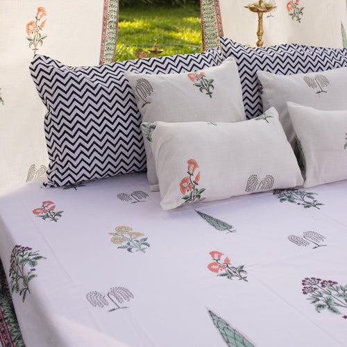 Mughal Garden Delhi Double Bed Bedsheet-Bedsheets-House of Ekam