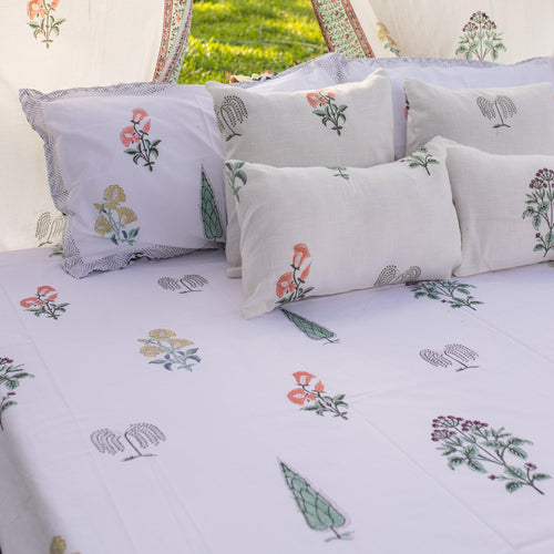 Mughal Garden Delhi Double Bed Bedsheet-Bedsheets-House of Ekam