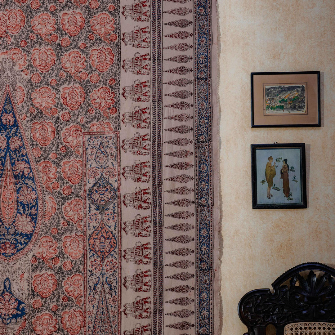 Multicolor Pandu Machilipatnam Kalamkari Palampore Wall Art-Framed Wall Art-House of Ekam