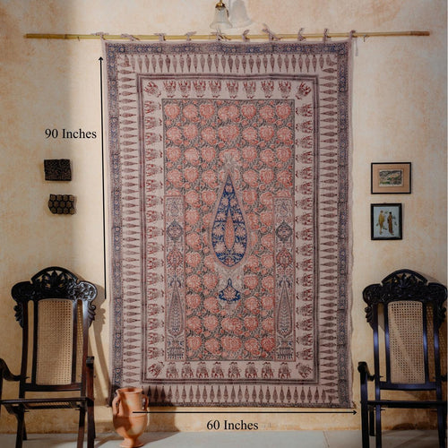 Multicolor Pandu Machilipatnam Kalamkari Palampore Wall Art-Framed Wall Art-House of Ekam