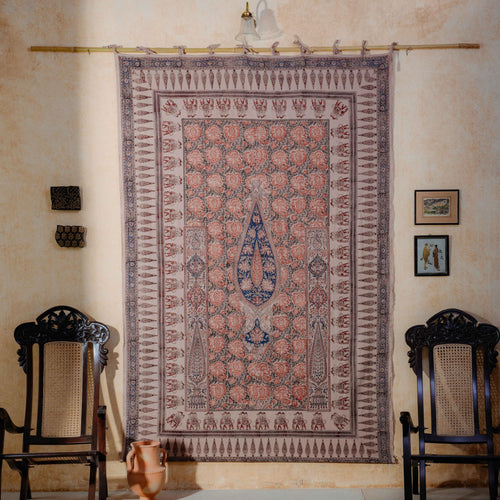 Multicolor Pandu Machilipatnam Kalamkari Palampore Wall Art-Framed Wall Art-House of Ekam