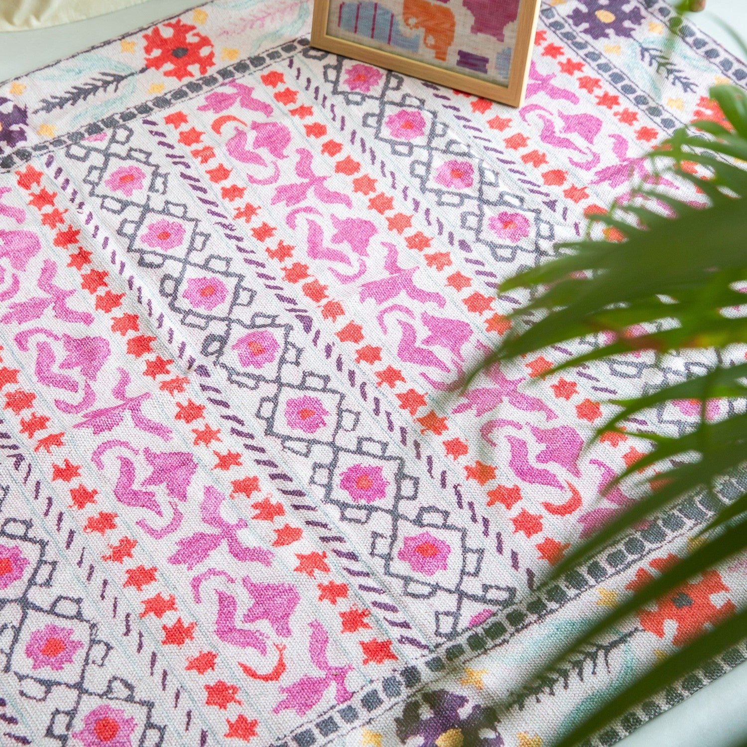 Multicolor Nayla Kilim Turkish Cotton Rug - Carpet for Living Room ...