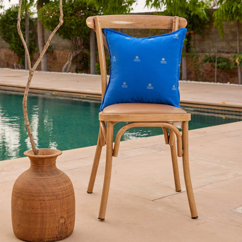 Neel Rong with Gold Jamdani Cotton Handloom Cushion Cover-Cushion Covers-House of Ekam