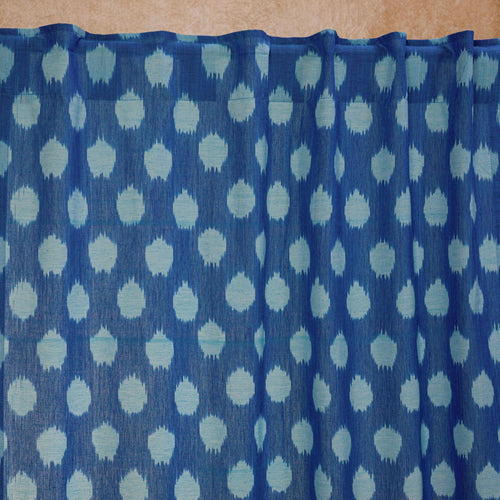 Neerja Blue and White Ikat Handloom Curtain-Curtains-House of Ekam