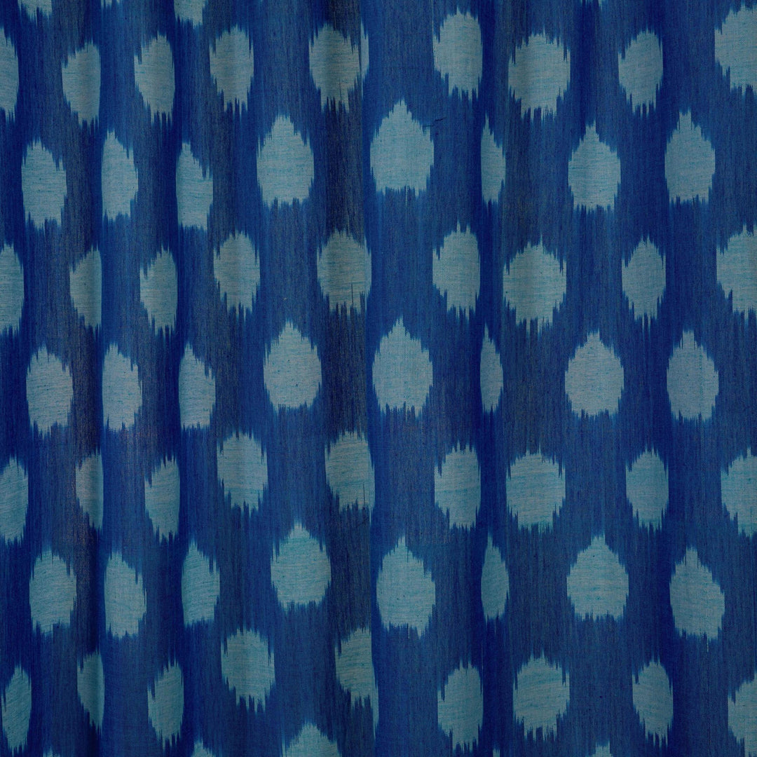 Neerja Blue and White Ikat Handloom Curtain-Curtains-House of Ekam