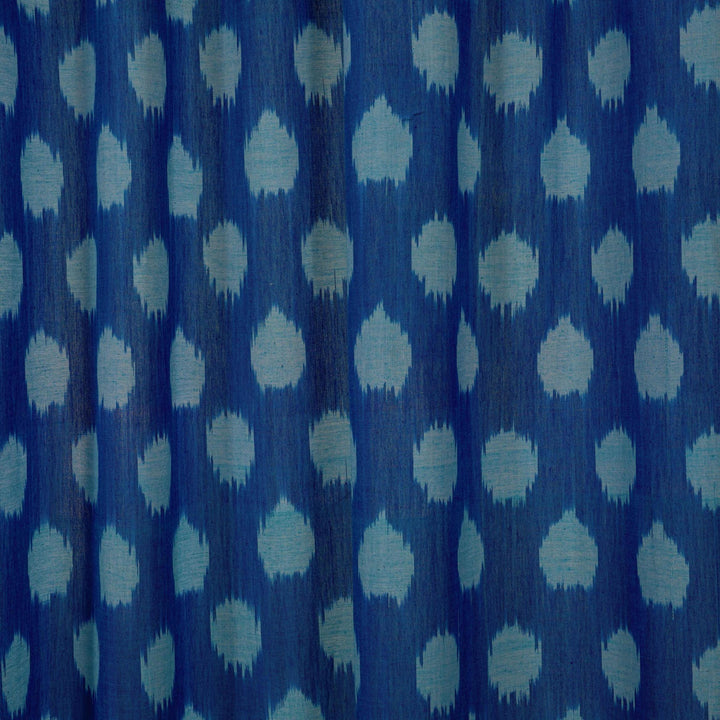 Neerja Blue and White Ikat Handloom Curtain-Curtains-House of Ekam