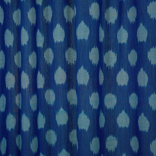 Neerja Blue and White Ikat Handloom Curtain-Curtains-House of Ekam