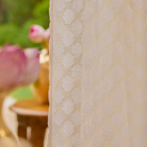 Off-White Buti Baag Cutwork Cotton Banaras Curtain-Curtains-House of Ekam