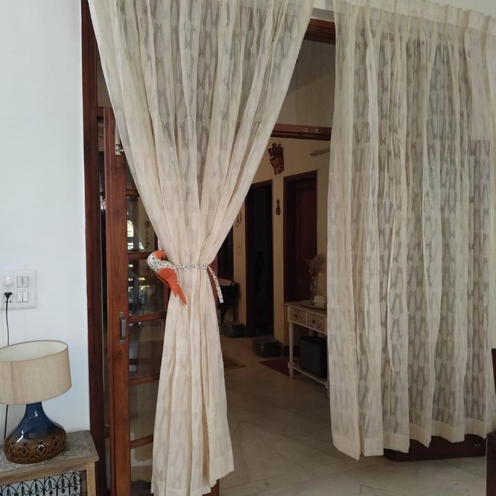 Off-White Cypress Banarsi Curtain-Curtains-House of Ekam