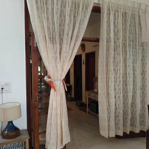 Off-White Cypress Banarsi Curtain-Curtains-House of Ekam