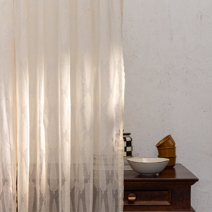Off-White Cypress Banarsi Curtain-Curtains-House of Ekam