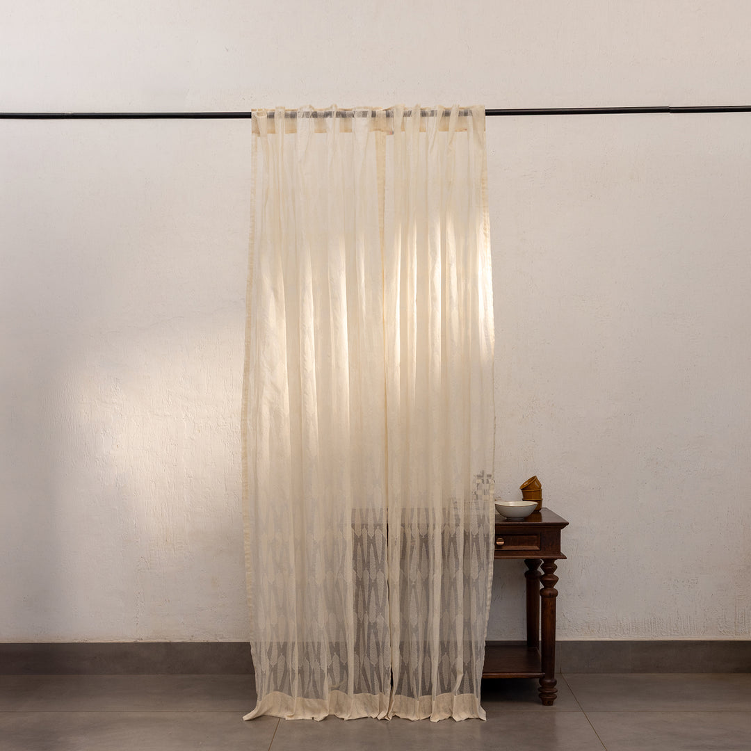 Off-White Cypress Banarsi Curtain-Curtains-House of Ekam