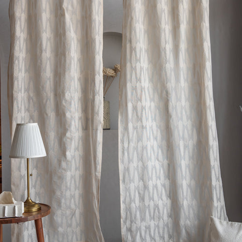 Off-White Cypress Banarsi Curtain-Curtains-House of Ekam