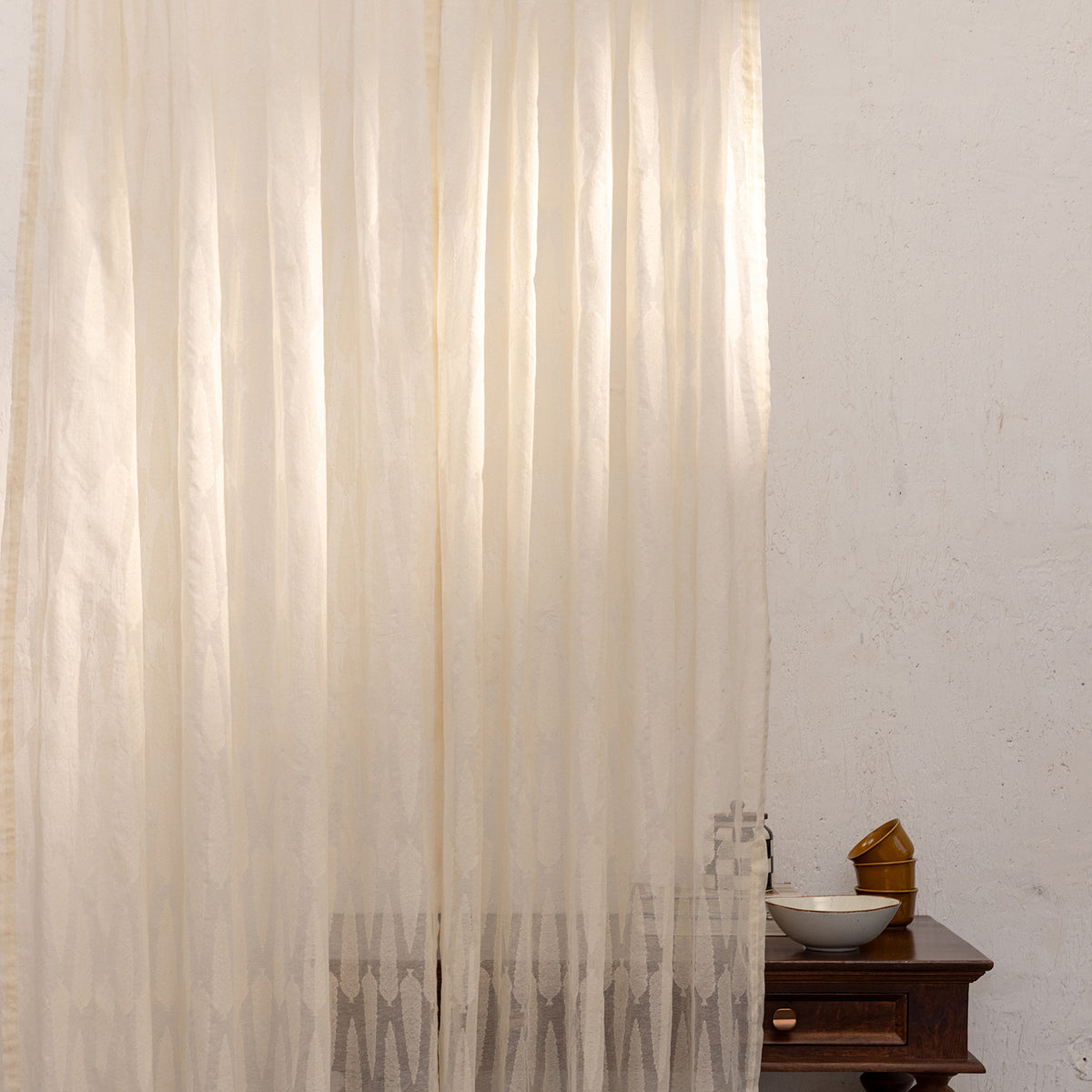 Off-White Cypress Banarsi Curtain-Curtains-House of Ekam