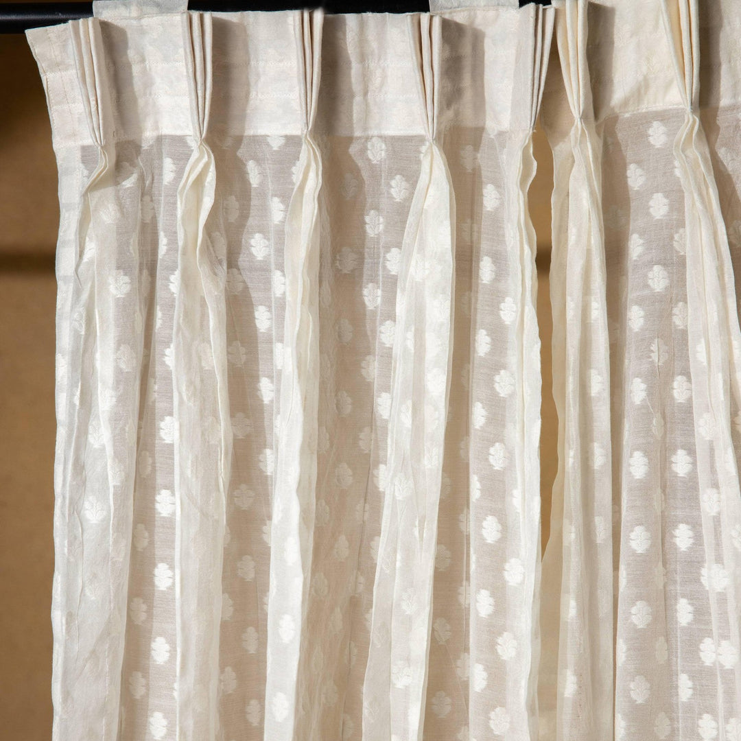 Off-White Floral Buta Banarsi Curtain-Curtains-House of Ekam