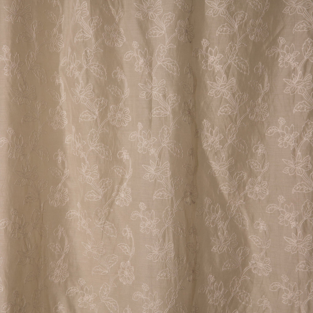 Off White Jharokha Jaal Banarsi Embroidered Cotton Silk Curtain-Curtains-House of Ekam