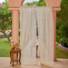 Off White Jharokha Jaal Banarsi Embroidered Cotton Silk Curtain-Curtains-House of Ekam
