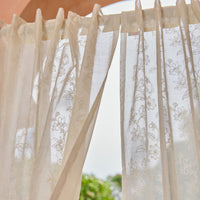 Off White Jharokha Jaal Banarsi Embroidered Cotton Silk Curtain-Curtains-House of Ekam