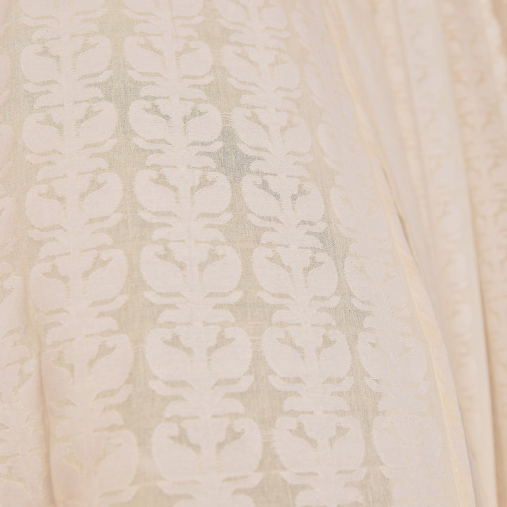 Off-White Paisley Cutwork Cotton Banaras Curtain-Curtains-House of Ekam