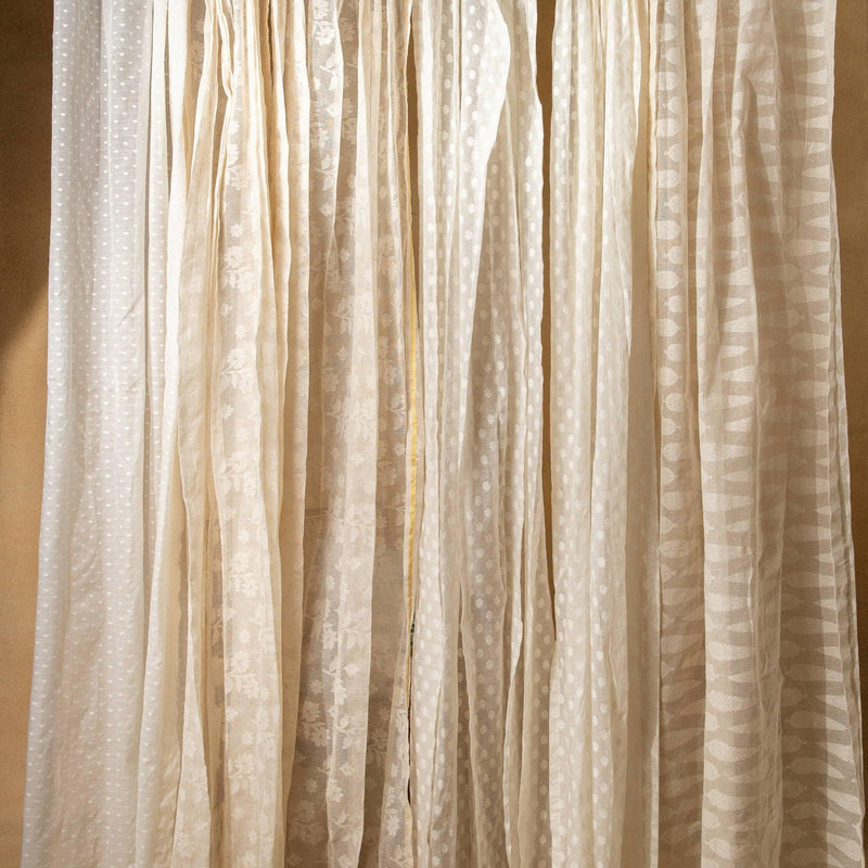 Off-White Polka Banarsi Curtain-Curtains-House of Ekam