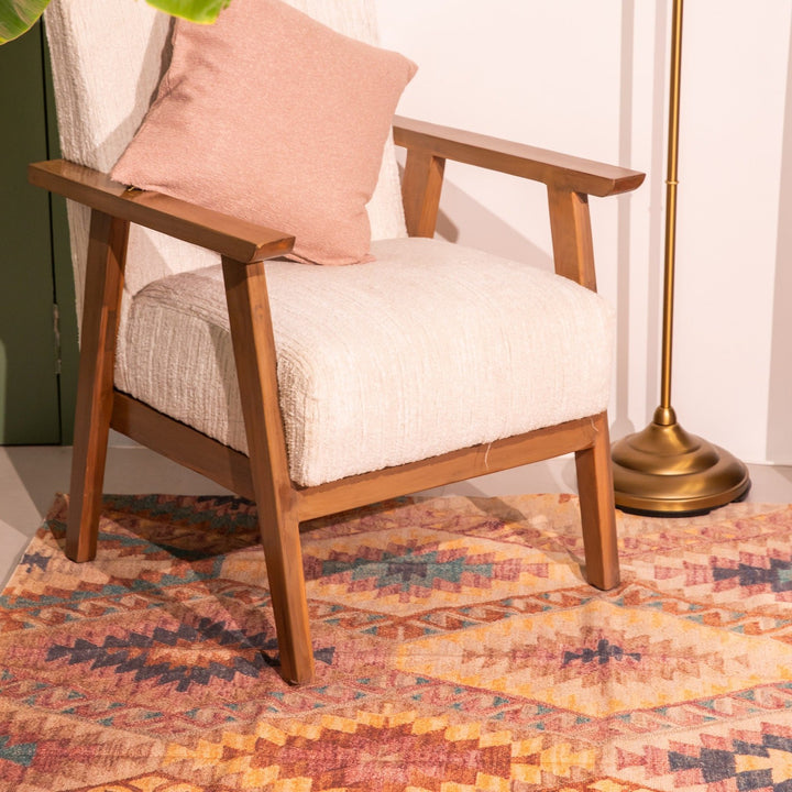 Orange &amp; Brown Savu Screen Printed Cotton Rug-Rug-House of Ekam