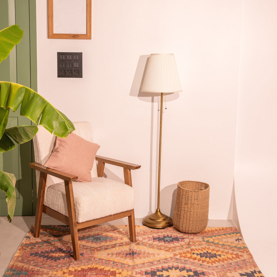 Orange &amp; Brown Savu Screen Printed Cotton Rug-Rug-House of Ekam