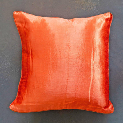 Orange Mashru Silk Cushion Cover-Cushion Covers-House of Ekam