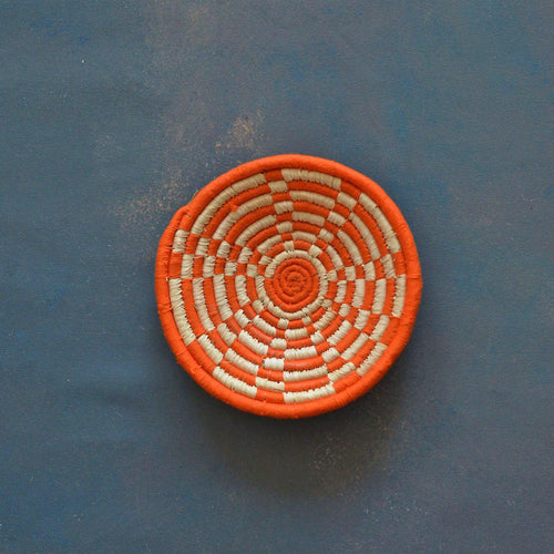 Orange Moroccan Sabai Handwoven Grass Basket-Sabai baskets-House of Ekam