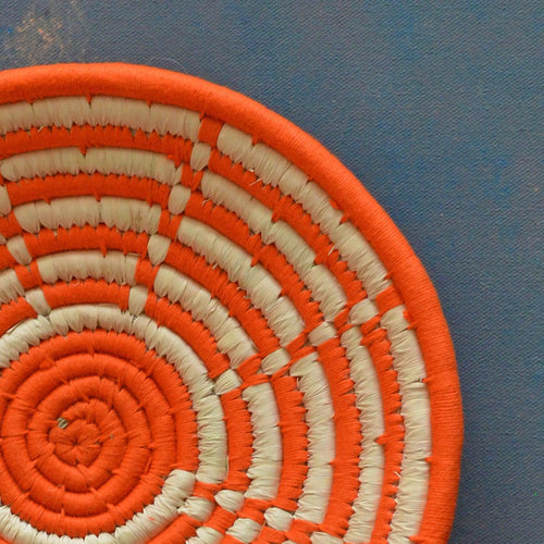 Orange Moroccan Sabai Handwoven Grass Basket-Sabai baskets-House of Ekam