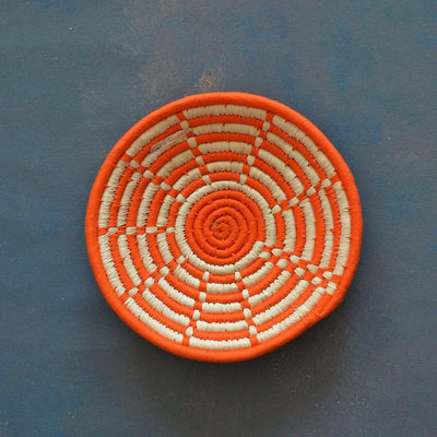 Orange Moroccan Sabai Handwoven Grass Basket-Sabai baskets-House of Ekam