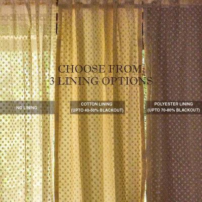 Orange and Green Oleander Blockprint Maheshwari Silk Curtain-Curtains-House of Ekam