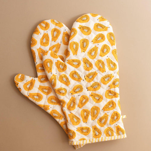 Papaya Oven Mitts and Pot Holder Set-pot holders-House of Ekam