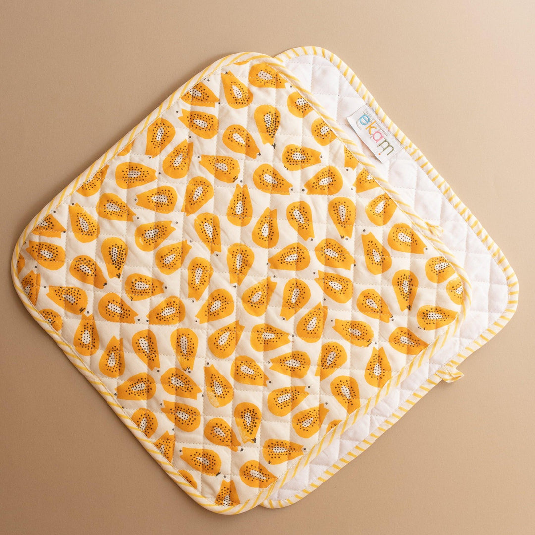 Papaya Pot Holders Set of 2-pot holders-House of Ekam