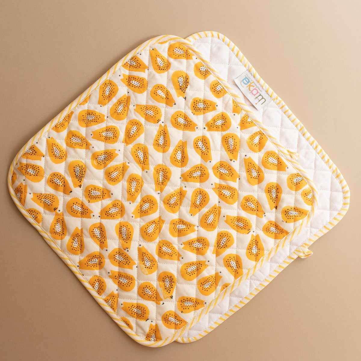 Papaya Pot Holders Set of 2-pot holders-House of Ekam