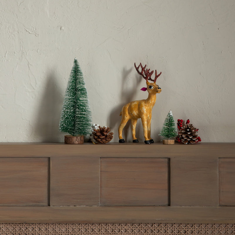Paper Mache Hand Painted Christmas Deer-Ornaments-House of Ekam
