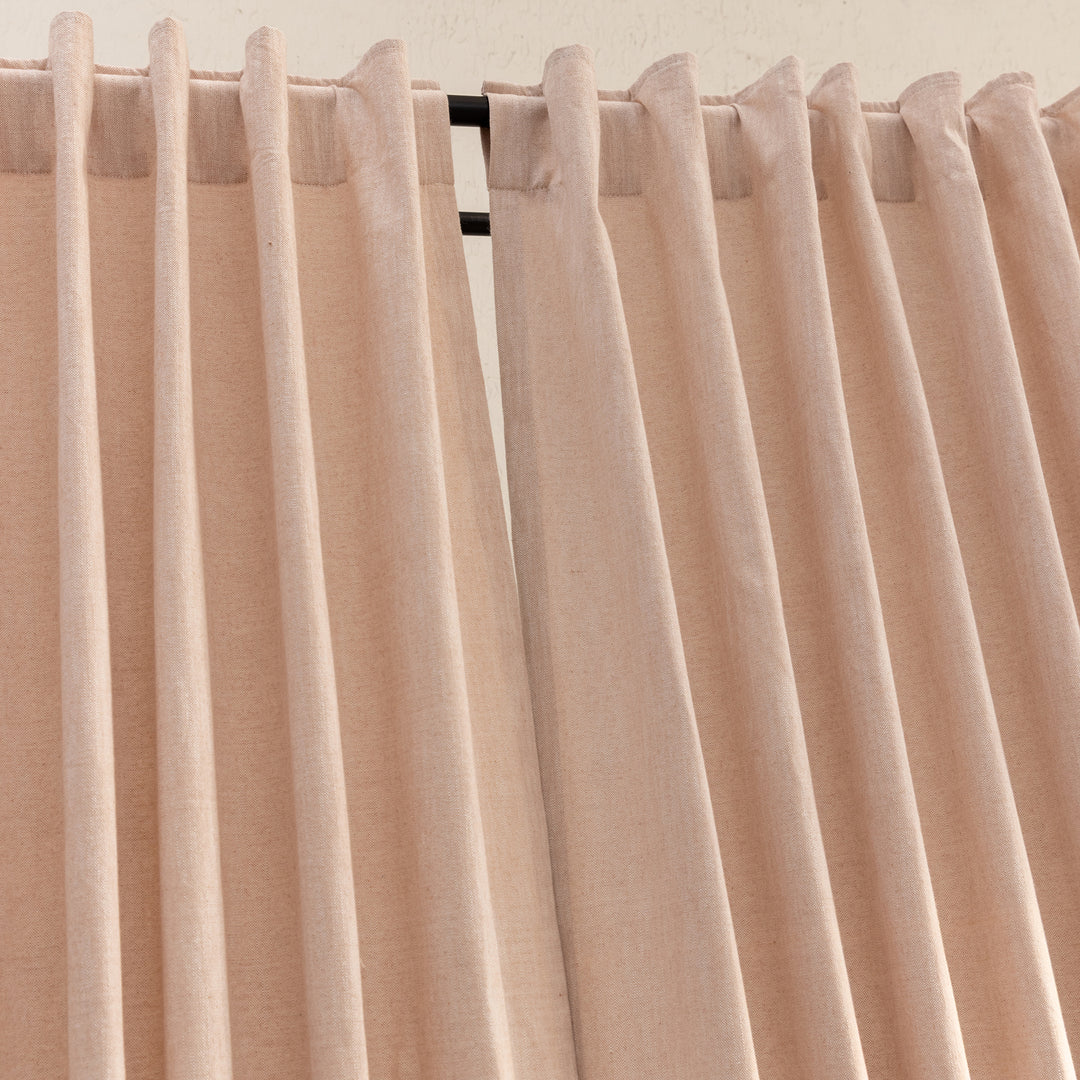 Pastel Pink Cotton Slub Chambray 80% Blackout Curtain-Curtains-House of Ekam