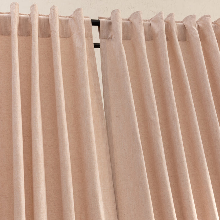 Pastel Pink Cotton Slub Chambray 80% Blackout Curtain-Curtains-House of Ekam