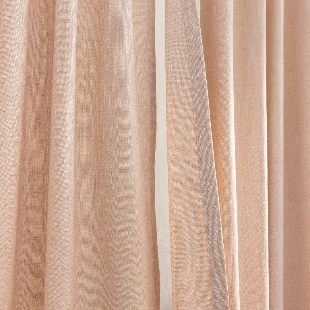 Pastel Pink Cotton Slub Chambray 80% Blackout Curtain-Curtains-House of Ekam