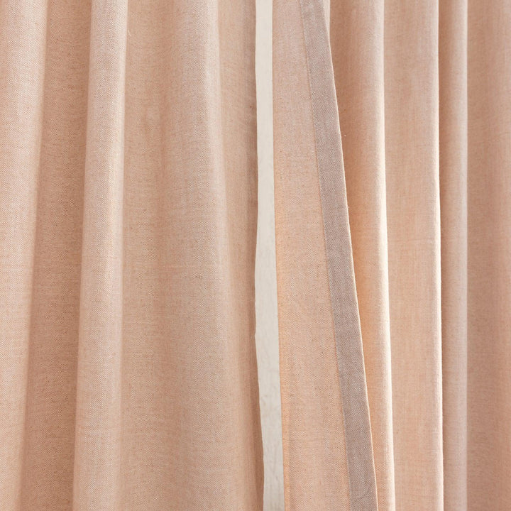 Pastel Pink Cotton Slub Chambray 80% Blackout Curtain-Curtains-House of Ekam