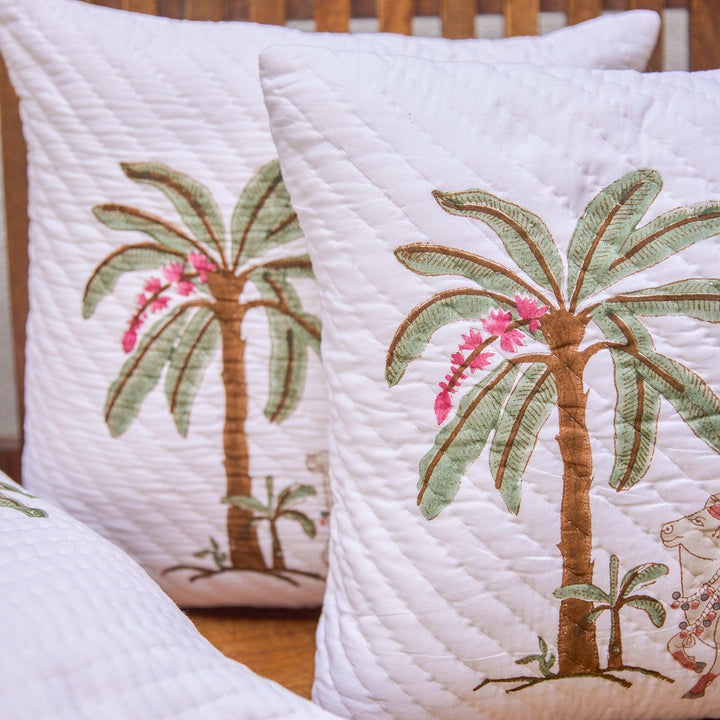 Pichwai Cow Quilted Cushion Cover-Cushion Covers-House of Ekam
