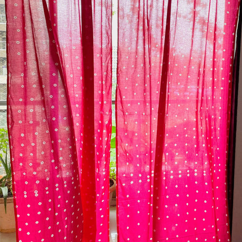 Pink Bandhani Curtain-Curtains-House of Ekam