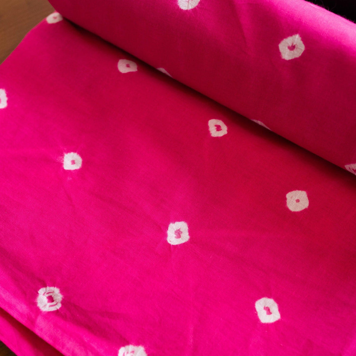 Pink Bandhani Tie Dye Cotton Fabric-fabric-House of Ekam