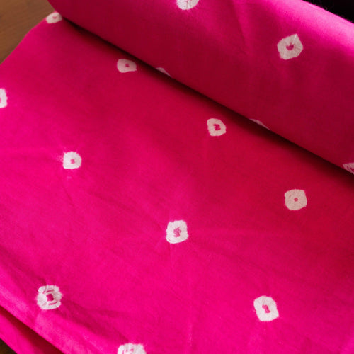 Pink Bandhani Tie Dye Cotton Fabric-fabric-House of Ekam