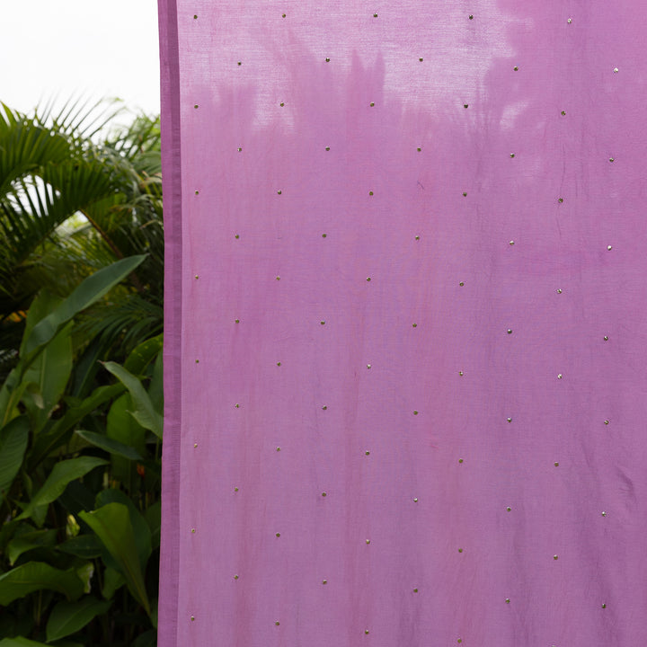 Pink Chanderi Mukaish Work Shiny Handmade Curtain-Curtains-House of Ekam