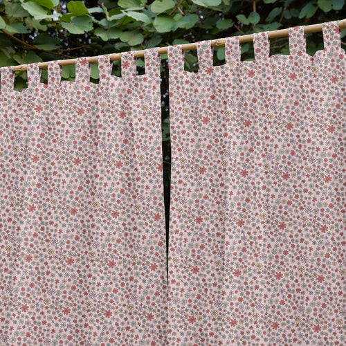 Pink Ditsy Screenprint Kids Cotton Sheer Curtain-Curtains-House of Ekam